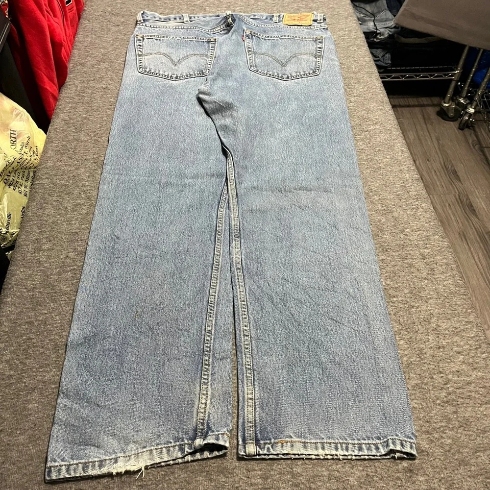 Levi's 505 Regular Fit Straight Leg Jeans Light Wash Blue Denim 40x34 Mens